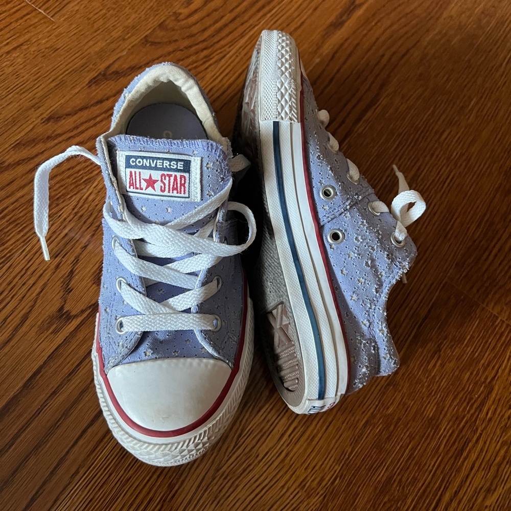 Converse Kids' Lavender Blue All Star With Stars Cut Out Canvas Sneakers